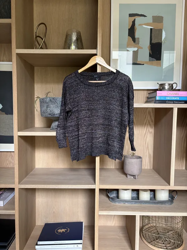 Buzo negro lurex plateado Mango