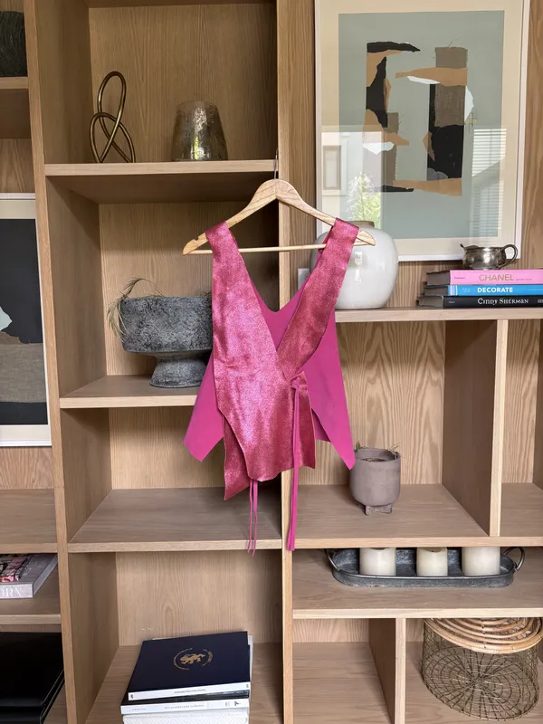 Chaleco cuero fucsia y rojo Agnes L