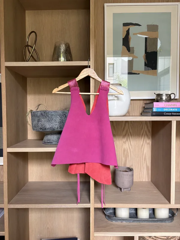 Chaleco cuero fucsia y rojo Agnes L