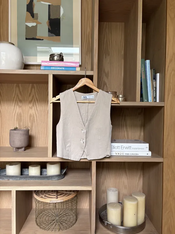 Chaleco sastrero lino beige Zara