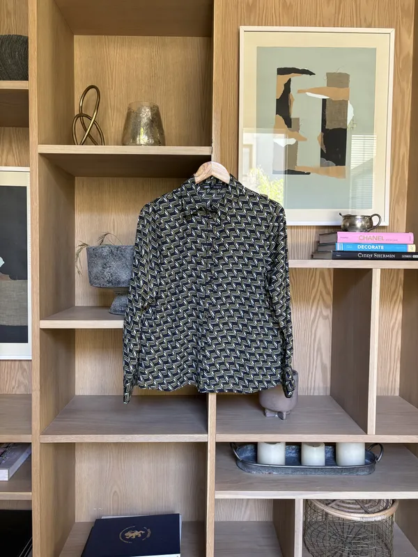 Camisa estampada negro amarillo verde blanco Zara