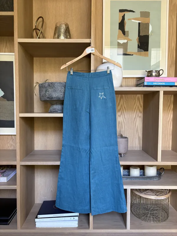 Pantalón de lino turquesa Manush