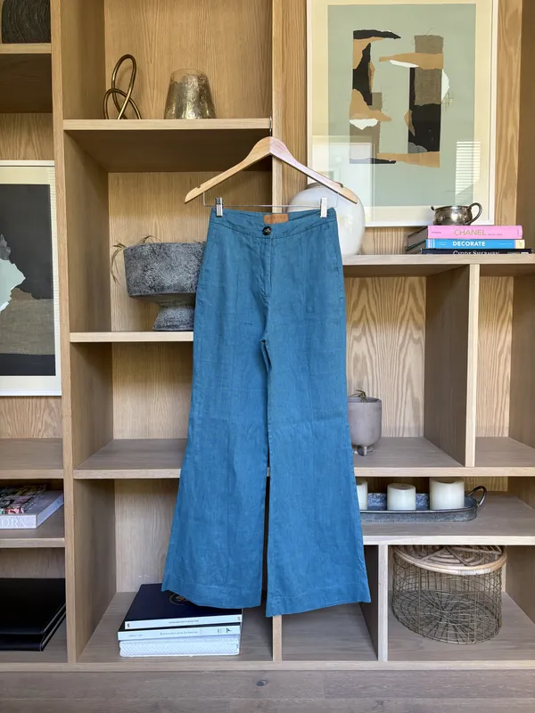 Pantalón de lino turquesa Manush