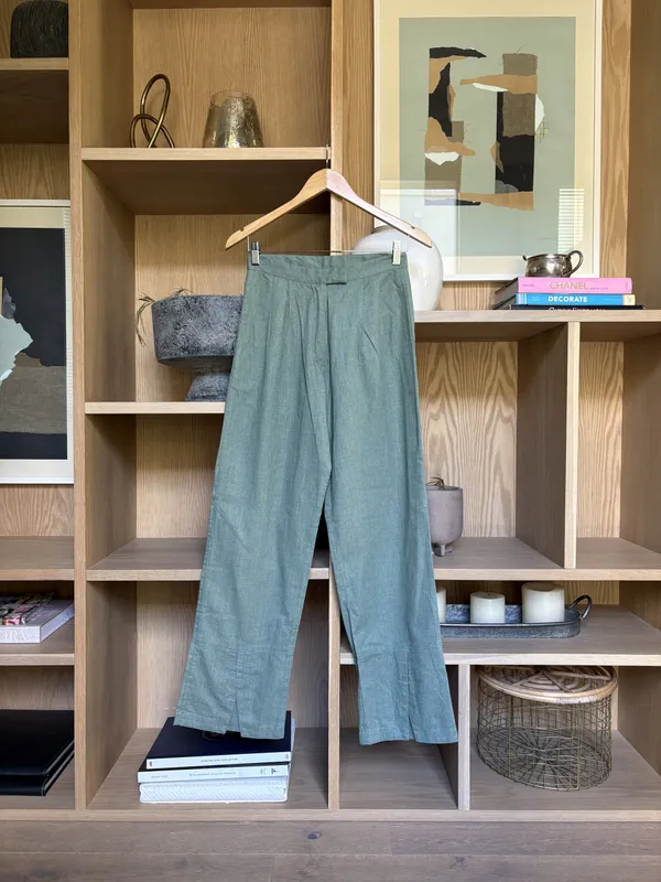 Pantalón de vestir verde lino BeGanesha