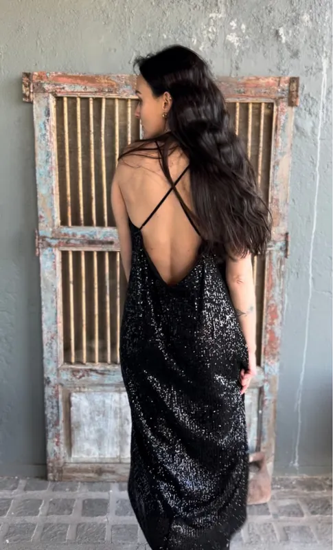 Vestido negro lentejuelas Banana Republic