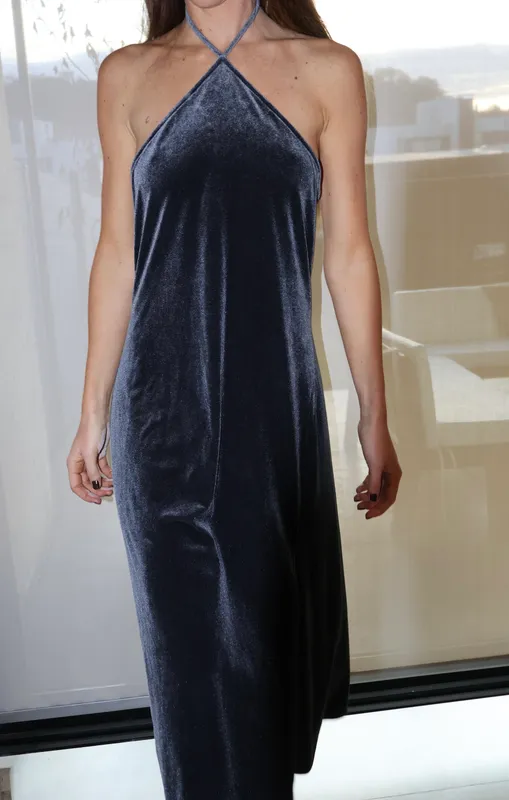 Vestido azul cuello pana Banana Republic