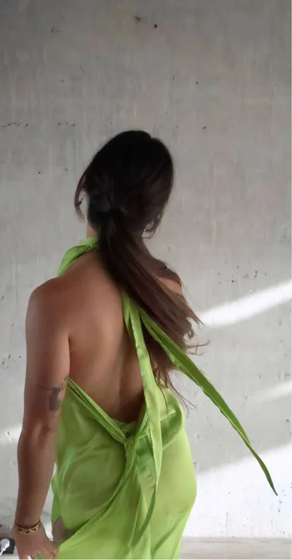 Vestido verde lima cuello Baobab