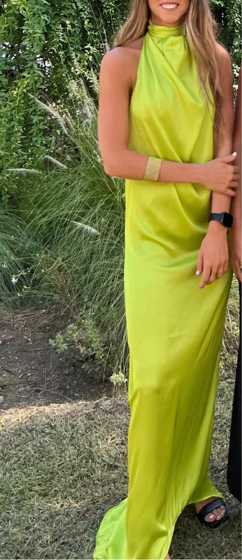 Vestido verde lima cuello Baobab