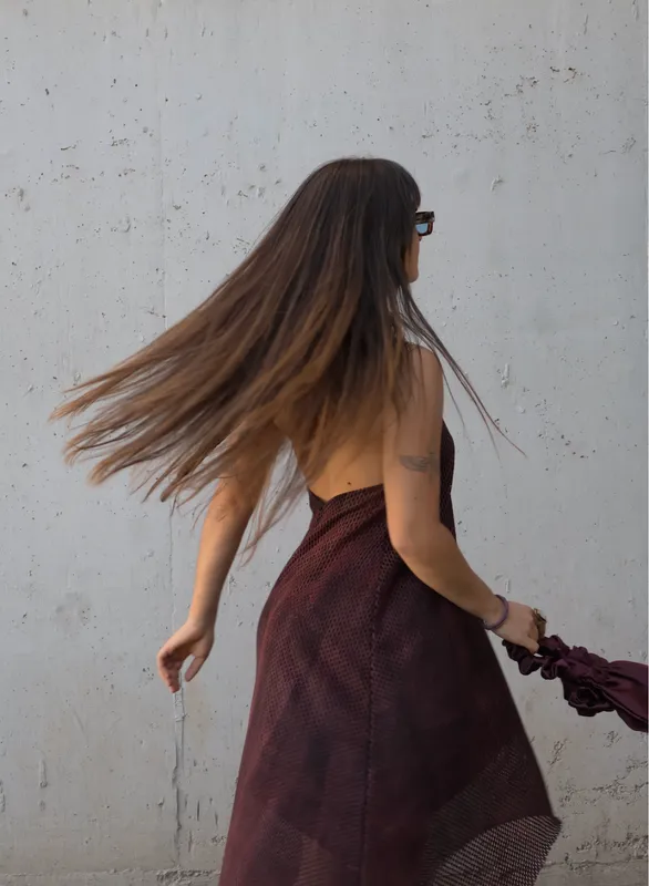 Vestido bordo red halter Benve