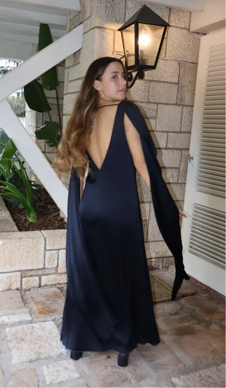Vestido azul c/capa Massimo Dutti