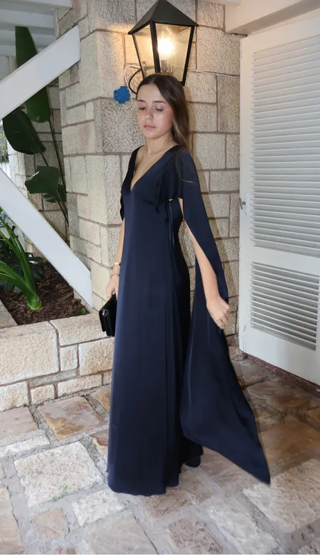 Vestido azul c/capa Massimo Dutti