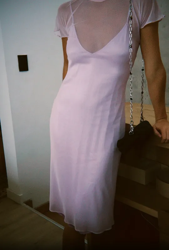 Vestido lila con poncho A Medida