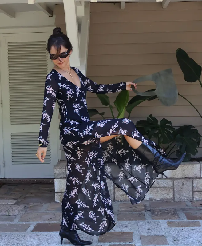 Vestido mangas largas estampas flores Forever 21