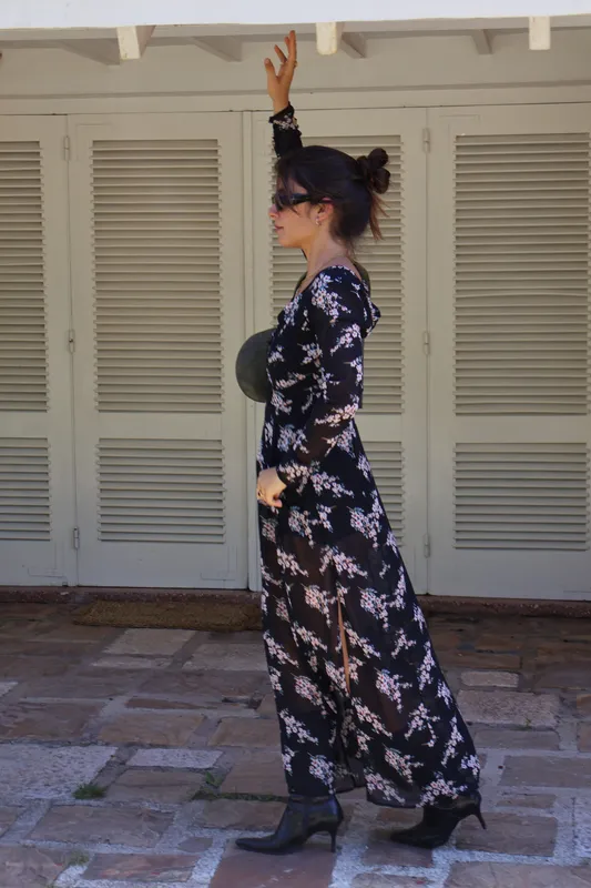 Vestido mangas largas estampas flores Forever 21