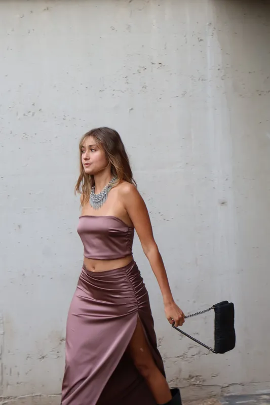 Conjunto bordo strapless a medida