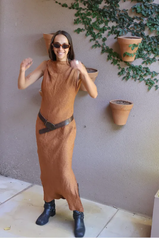 Vestido terracota largo Zara