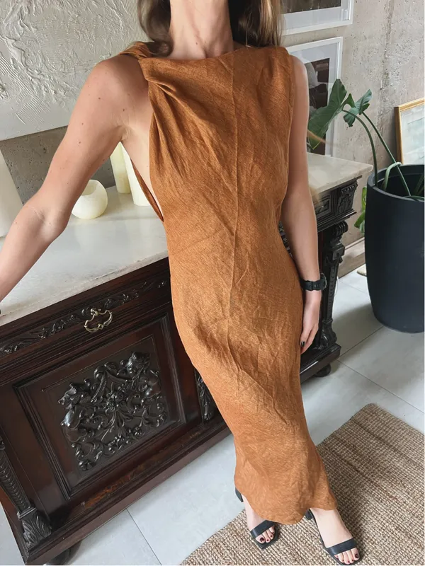 Vestido terracota largo Zara
