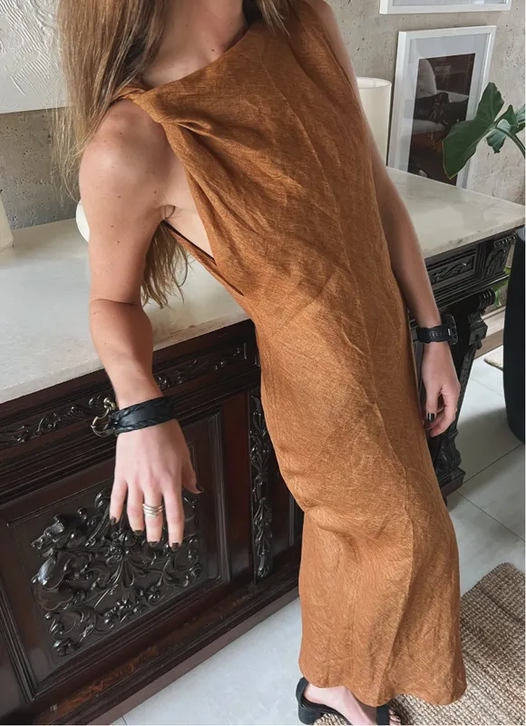 Vestido terracota largo Zara