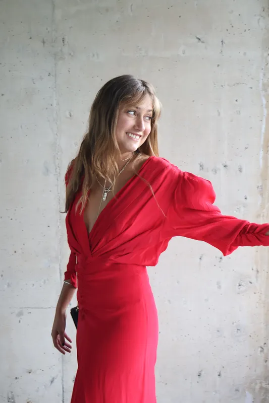 Vestido rojo mangas largas Maria Cher