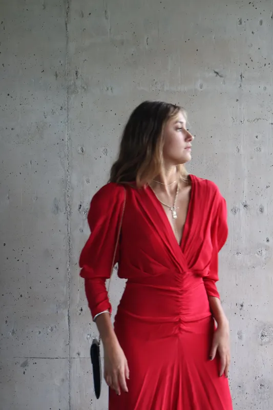 Vestido rojo mangas largas Maria Cher