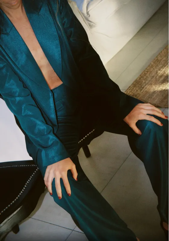 Conjunto traje verde metalizado Desiderata