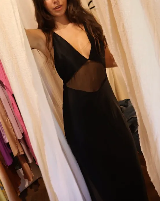 Vestido negro transparencias a medida