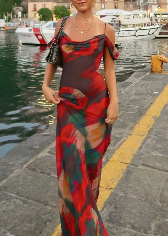 Vestido rojo estampado adriana Rat and Boa