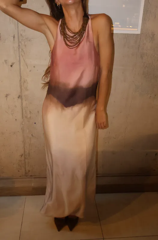 Vestido rosa estampado Mango