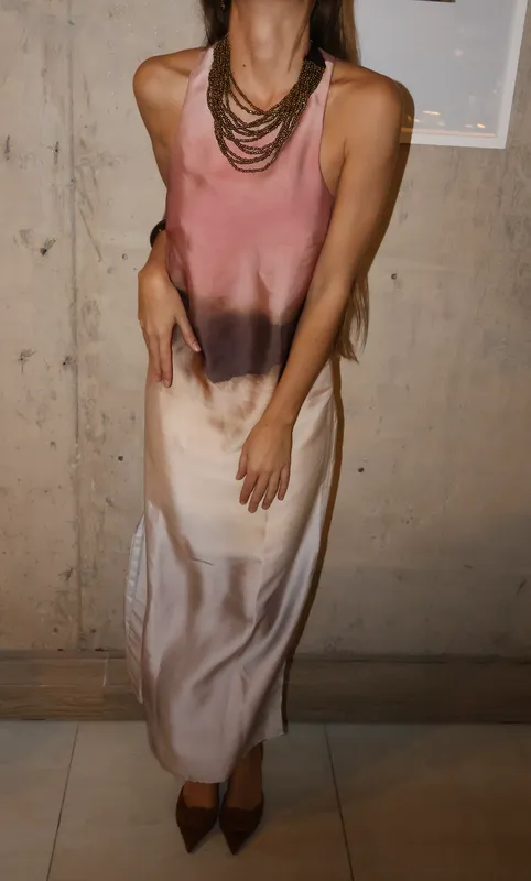Vestido rosa estampado Mango
