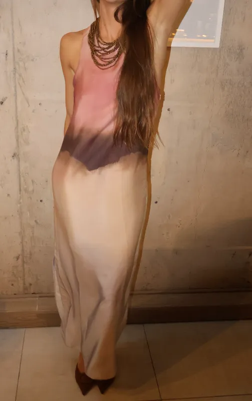 Vestido rosa estampado Mango