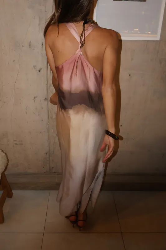 Vestido rosa estampado Mango